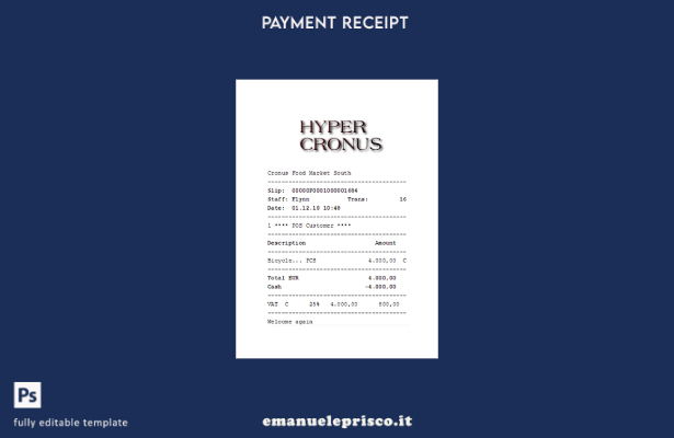 modello di ricevuta di pagamento Hyper Cronus in stile verificato